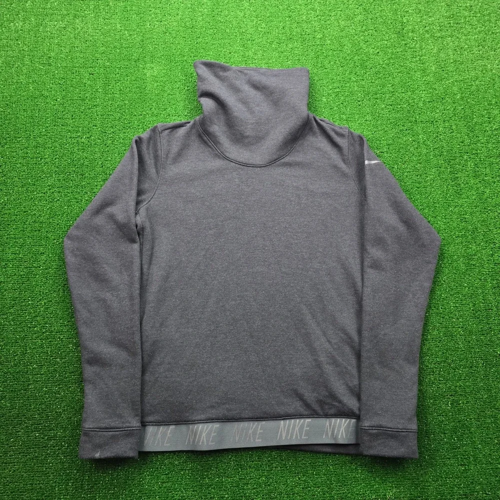 Nike Dri Fit Sweatshirt Womens Large Navy Cowl Neck Pullover Athletic 860130-473